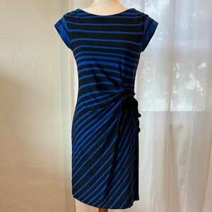 Just...Taylor Blue and Black Stripe Midi Dress